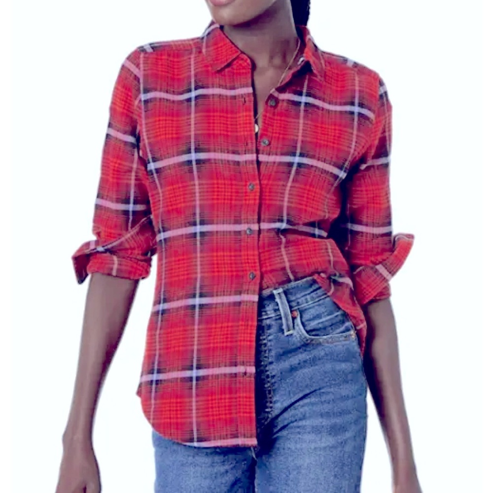 EUC Good Threads Women's Plaid Flannel Shirt Size L